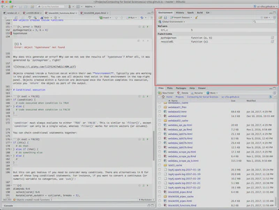 The environment panel in RStudio